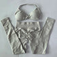 2 Pieces Set For Woman Strappy Yoga Bra Sports Top Workout Leggings Set Seamless Gym Set Fitness Clothes Outfit Activewear