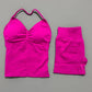 Yoga 2 Pieces Gym Set Women Backless Halter Tops High Waist Seamless Shorts Gym Suit Fitness Sports Bras Sportswear Workout Sets