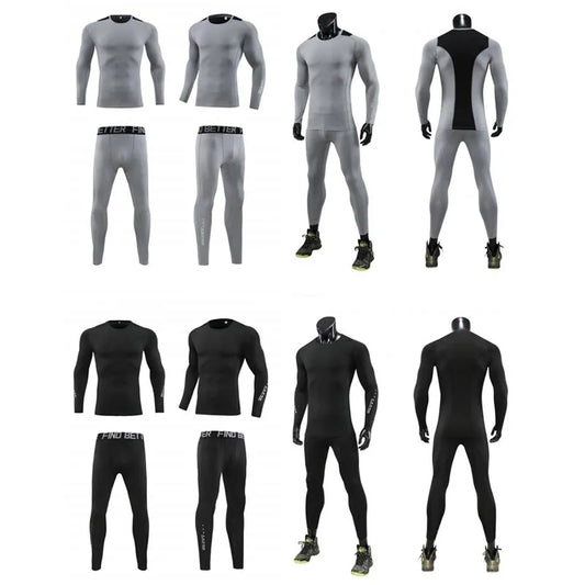 Men's Bodybuilding Activewear Fitness Suit with Elastic Compression Tights Slim Fit Workout Pants and Gym Muscle Boosting Runnin