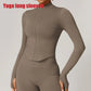 Zipper Jacket Women Crop Tops Yoga T-shirts Solid Sports Top Long Sleeve Running Shirts Sexy Quick Dry Fitness Gym Sport Wear