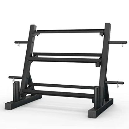 3 Tier Adjustable Width Dumbbell Rack Stand for Dumbbells and Weight Plates Storage Black