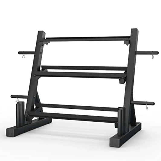 3 Tier Adjustable Width Dumbbell Rack Stand for Dumbbells and Weight Plates Storage Black