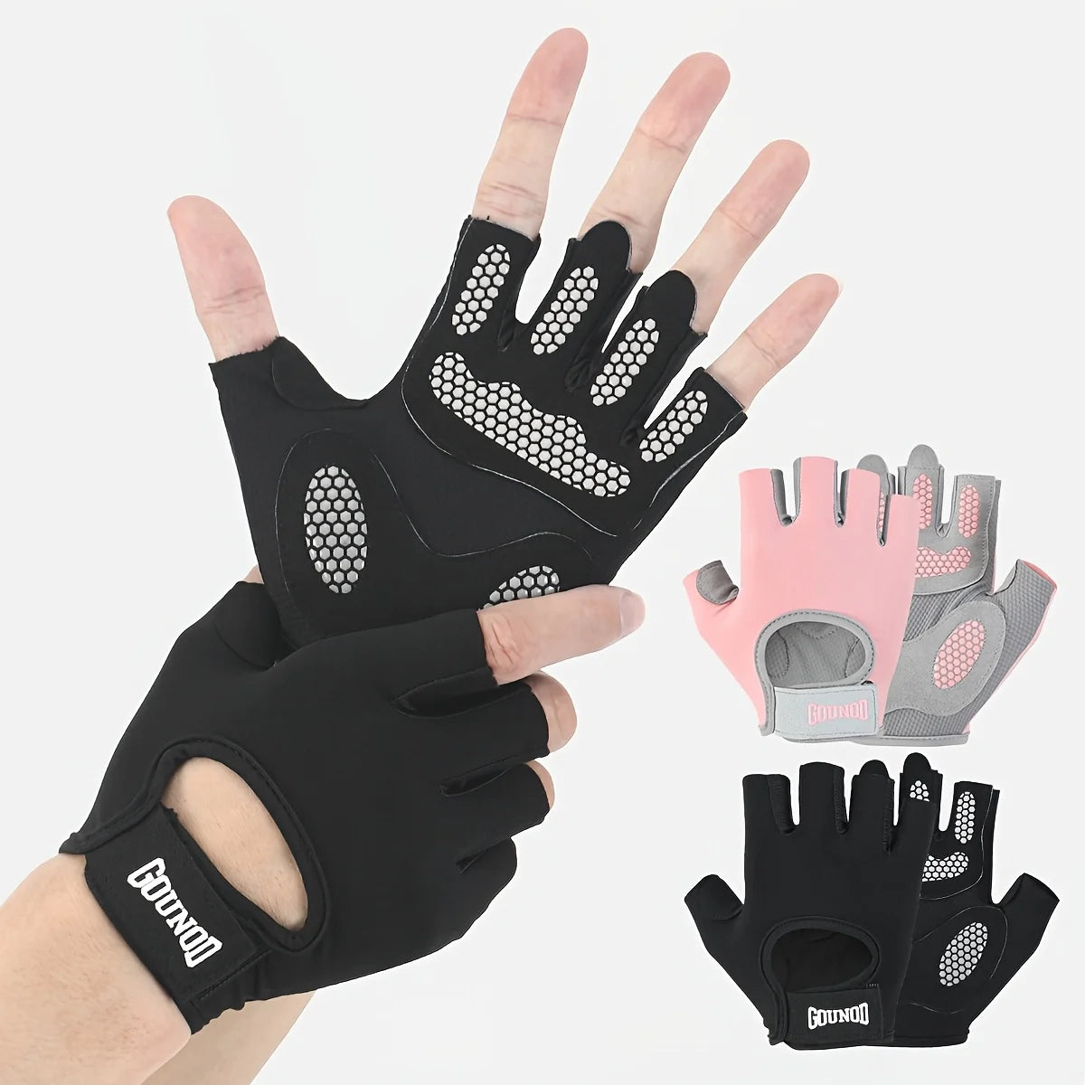 GOUNOD 1 pair of half-finger sports gloves, anti-slip and breathable sports gloves, weightlifting and yoga, comfortable fitness