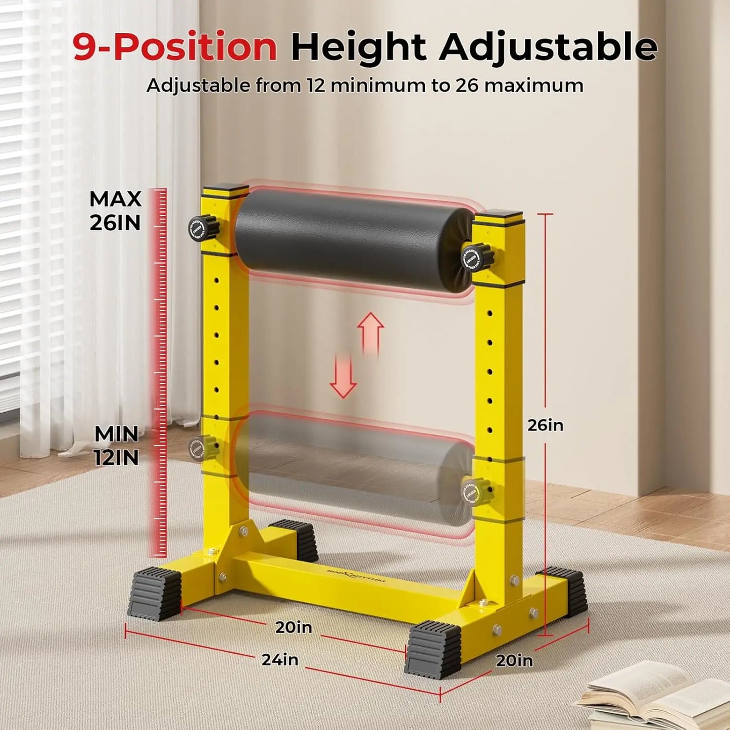 Adjustable Single Leg Squat Stand with 9 Height Levels for Bulgarian Split Squats and Lower Body Training