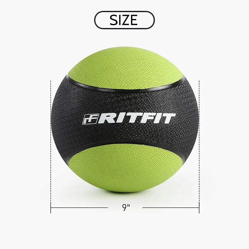 RitFit Weighted Medicine Ball,Non-Slip Rubber Shell & Dual Texture Grip,Workout Exercise Ball for Core Strength,Balance Training