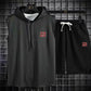 Summer New Men's Sleeveless Hooded T-shirt+shorts pants Sports two-piece set gym  Fashion  Casual Men Women Sports Two Piece Set