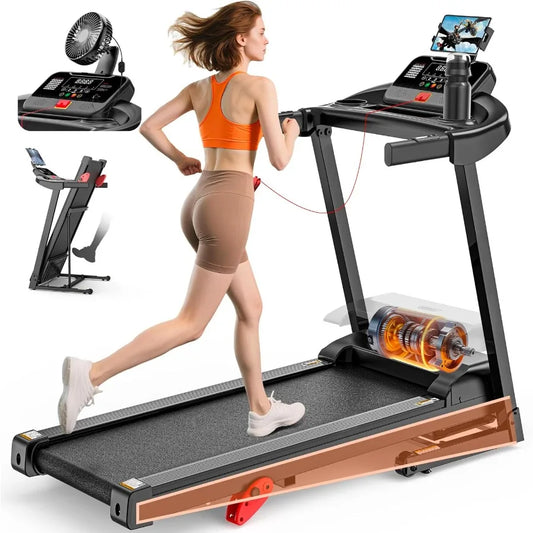 Treadmill with Incline for Home, Folding Treadmill with 300LBS Capacity, 7.5MPH, 16'' Wide Belt, 64 Programs, Shock Absorption,
