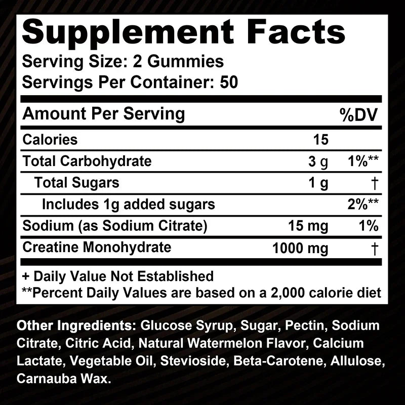 Creatine Monohydrate Gummies - Enhance Energy, Promote Muscle Growth, Improve Endurance, and Athletic Performance - 60pcs