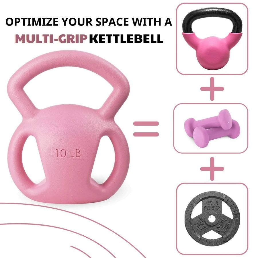 Strength Training Kettlebells for Women, Wide Multigrip Textured Handle for Home Gym Exercises amp Full Body Workout, Single 525