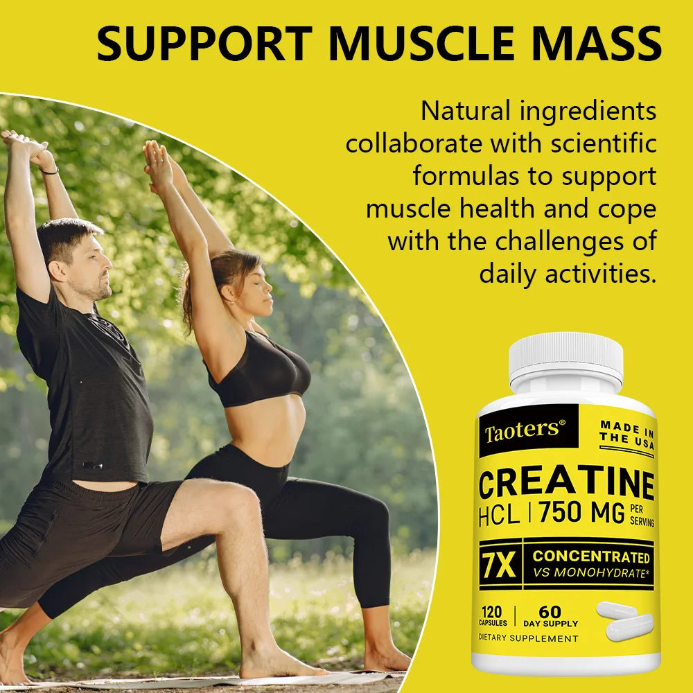 Creatine HCl Capsules-750 Mg,Muscle,Cognitive,and Cellular Energy Support,Boosts Energy,Endurance,Improves Athletic Performance