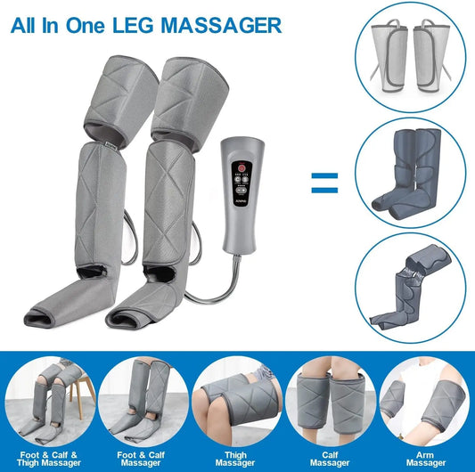 Leg Massager for Circulation - Foot and Calf Massager, Air Compression Leg Wraps Massage Boots Machine for Home Use Leg Massage