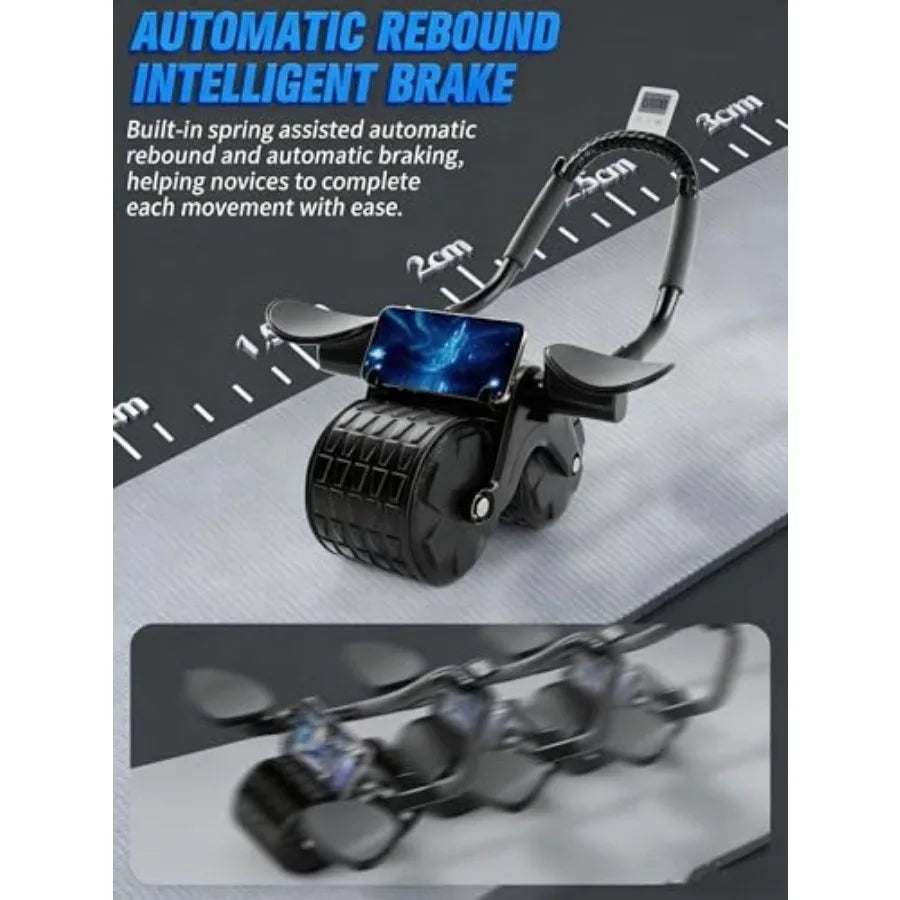 2026 New Ab Roller Wheel with Timer Knee Mat Automatic Rebound Abdominal Wheel with Elbow Support Ab Workout Equipment for Stre