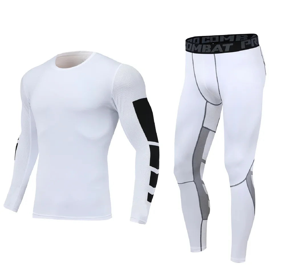 Men's Bodybuilding Activewear Fitness Suit with Elastic Compression Tights Slim Fit Workout Pants and Gym Muscle Boosting Runnin