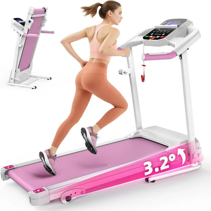 Compact Folding Treadmill for Home - 2.5HP Quiet Motor, 3-Level Incline, 7.5 MPH, Shock Absorption, Space-Saving Running & Walki