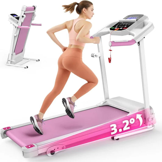 Compact Folding Treadmill for Home - 2.5HP Quiet Motor, 3-Level Incline, 7.5 MPH, Shock Absorption, Space-Saving Running & Walki