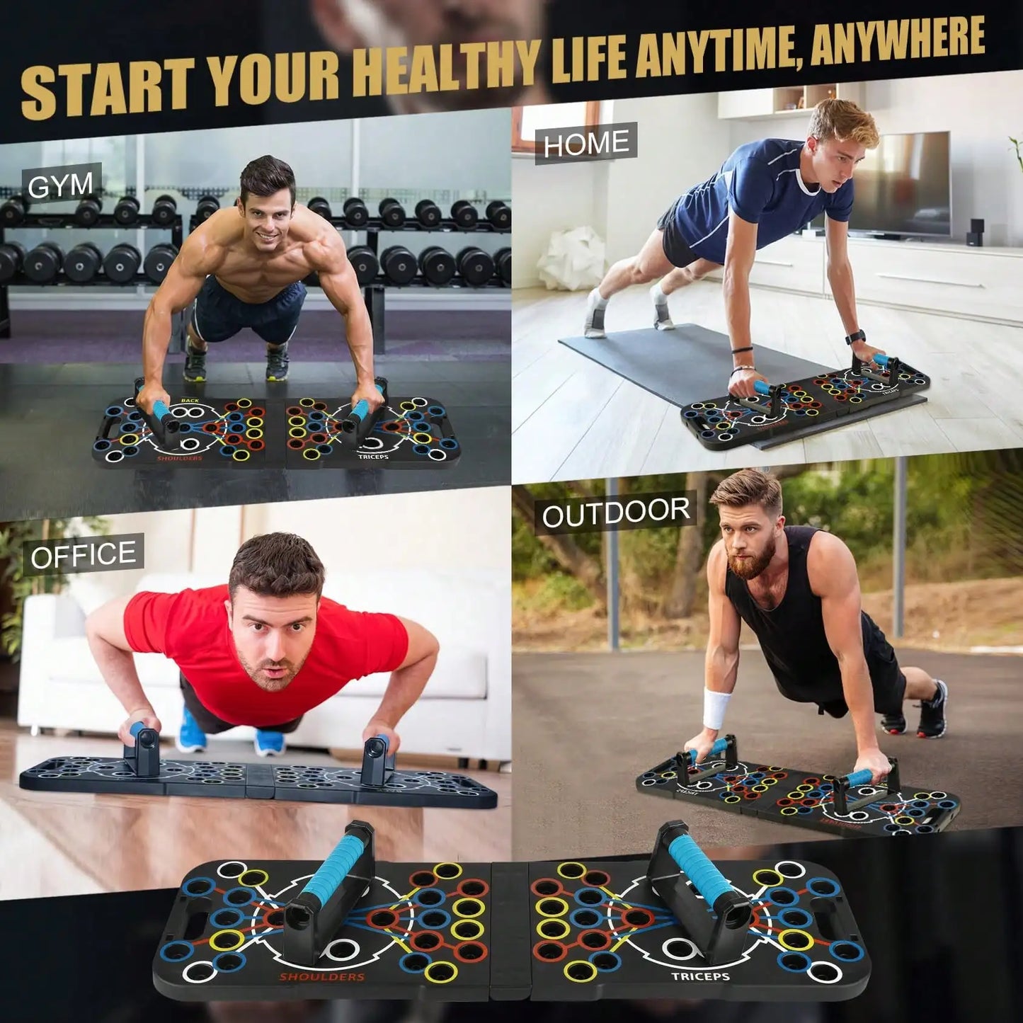 Foldable 54-in-1 Push Up Board – Portable Home Gym System with Adjustable Bars for Strength Training
