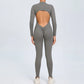 Hearuisavy Summer V Back Sports Jumpsuit Yoga Clothes Rompers Women Long Sleeveles Workout Bodysuits Backless One-piece Suit