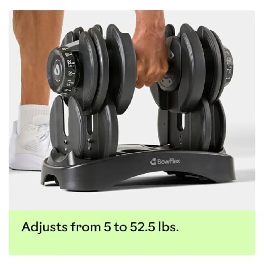 Results Series SelectTech Dumbbells Adjustable Weight Home Gym Dumbbells with Quick-Adjust Mechanism in Black and Silve