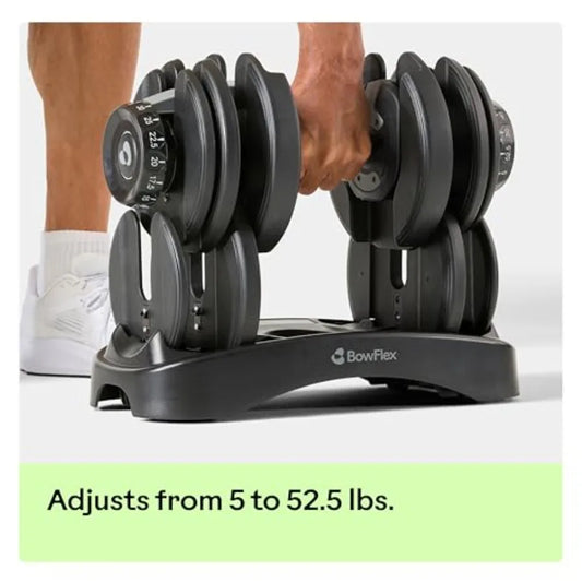 Results Series SelectTech Dumbbells Adjustable Weight Home Gym Dumbbells with Quick-Adjust Mechanism in Black and Silve