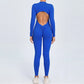 Hearuisavy Summer V Back Sports Jumpsuit Yoga Clothes Rompers Women Long Sleeveles Workout Bodysuits Backless One-piece Suit