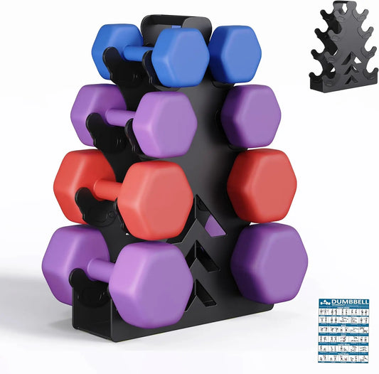 Compact Dumbbell Rack with Protective Edges, No Assembly Required for Rubber-Coated Weights Up to 15 lbs