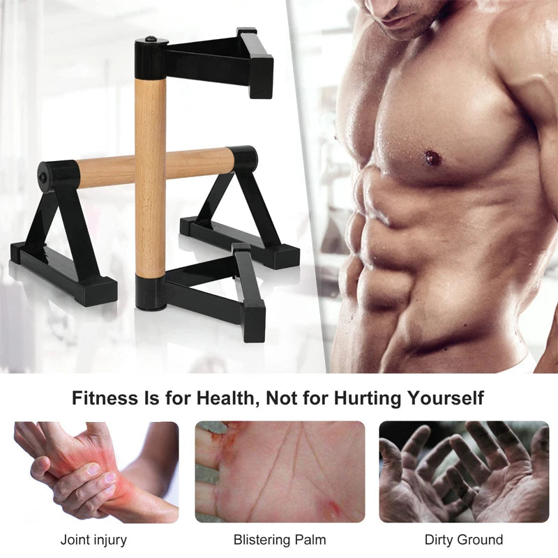 Solid Wood Push Up Board – Anti-Slip Calisthenics Stand for Home Gym Strength Training