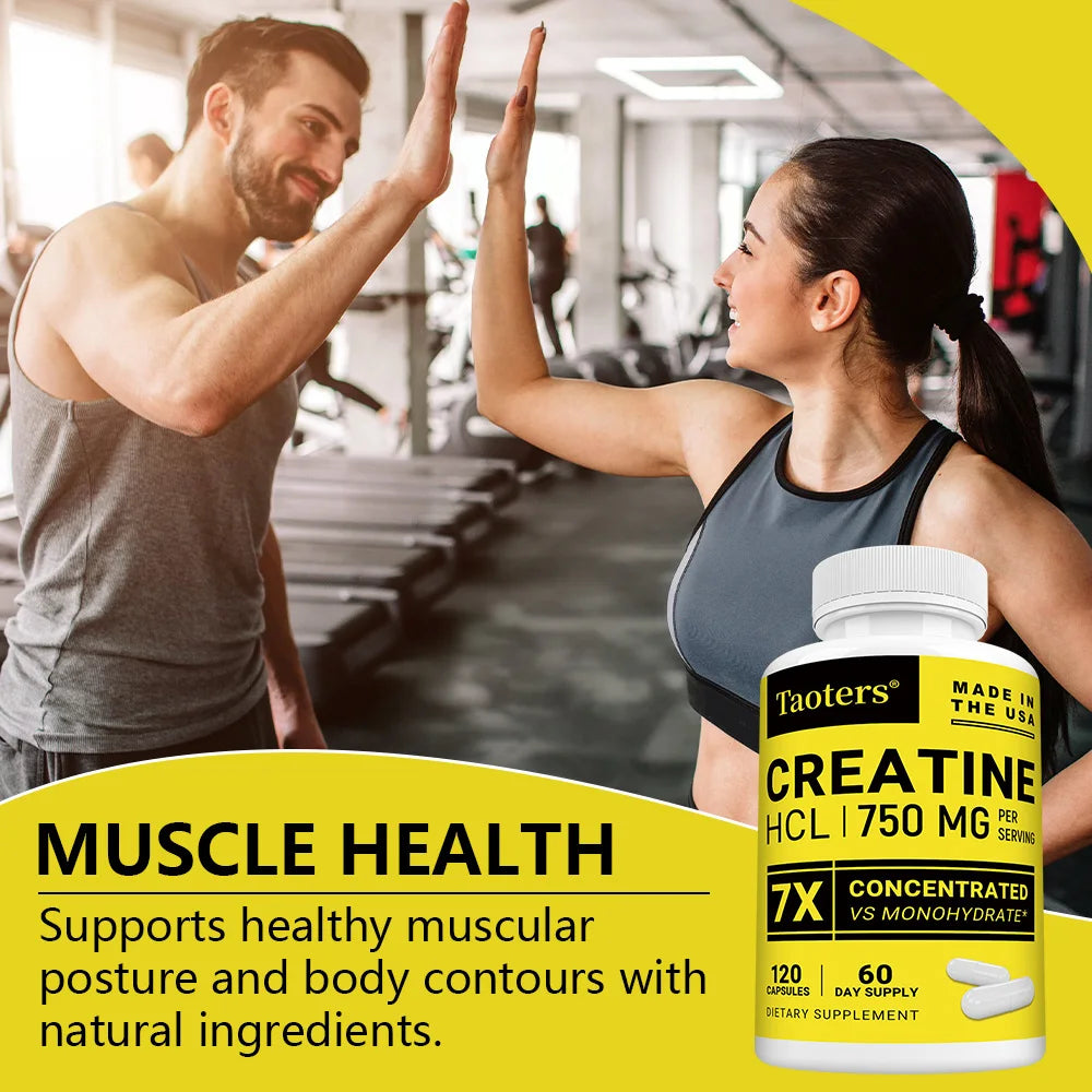 Creatine HCl Capsules-750 Mg,Muscle,Cognitive,and Cellular Energy Support,Boosts Energy,Endurance,Improves Athletic Performance