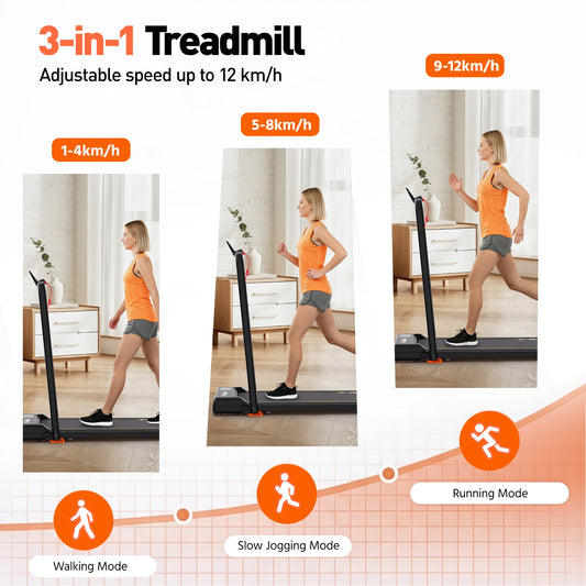 Treadmill & Walking Pad, 3.0 HP Motor, Foldable Treadmill with 9% Incline, 7.5mph Speed, Adjustable Treadmills for Home & Office