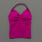 Gym Halter Top Woman Longline Strappy tank Padded Yoga Clothing Removable Cups Yoga Tank Tops Fitness Workout Running Activewear