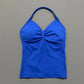 Gym Halter Top Woman Longline Strappy tank Padded Yoga Clothing Removable Cups Yoga Tank Tops Fitness Workout Running Activewear
