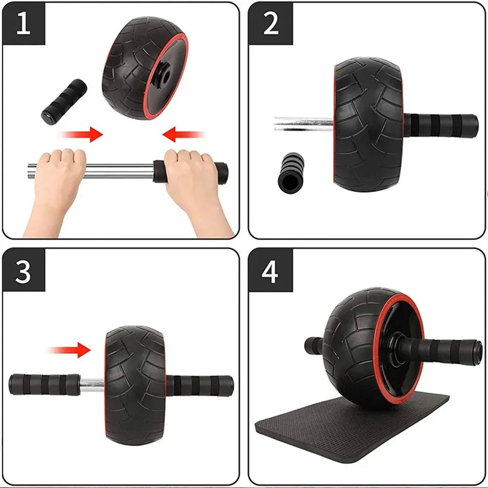 Ab Wheel Roller Strength Training Fitness Equipment Home Gym Exerciser Workouts Abdominal Muscle Trainer