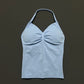 Gym Halter Top Woman Longline Strappy tank Padded Yoga Clothing Removable Cups Yoga Tank Tops Fitness Workout Running Activewear