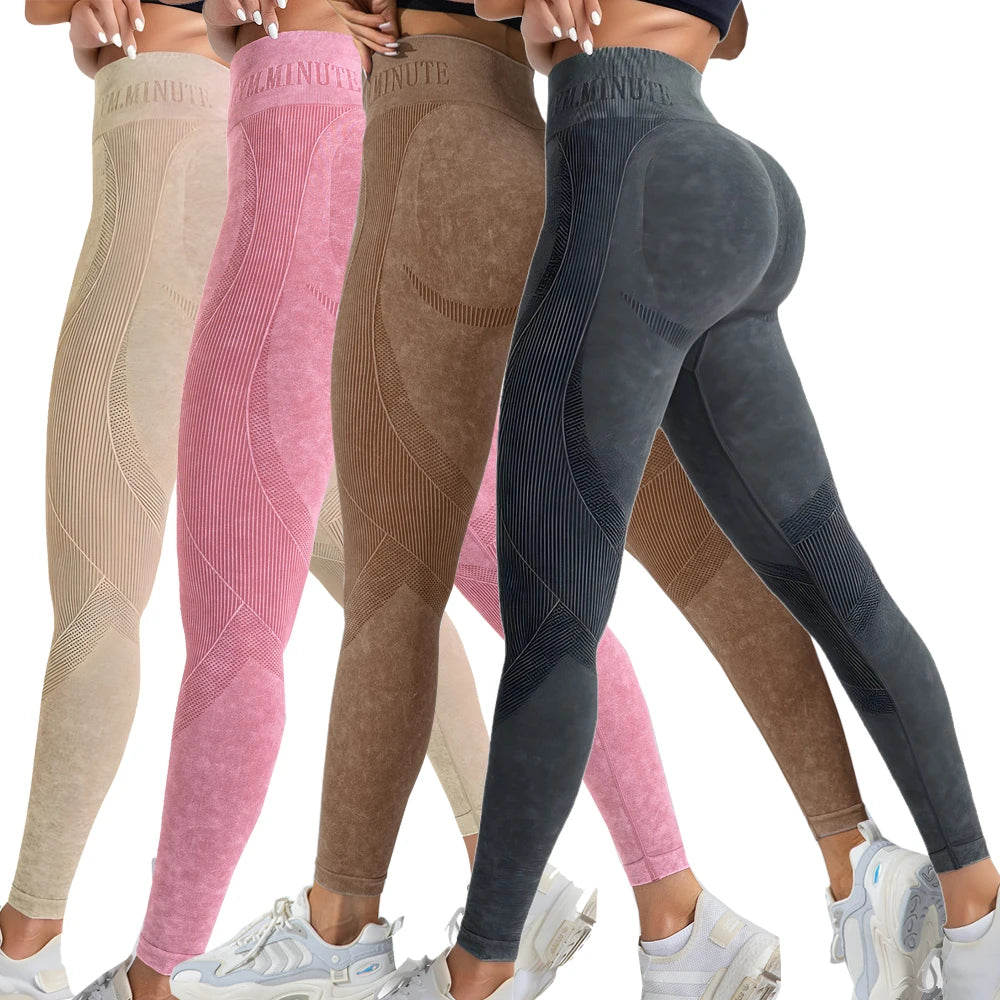 2 Pack Women's High Waisted Sexy Butt Lifting Seamless Solid Color Yoga Leggings Elastic And Breathable Fitness Sports Pants