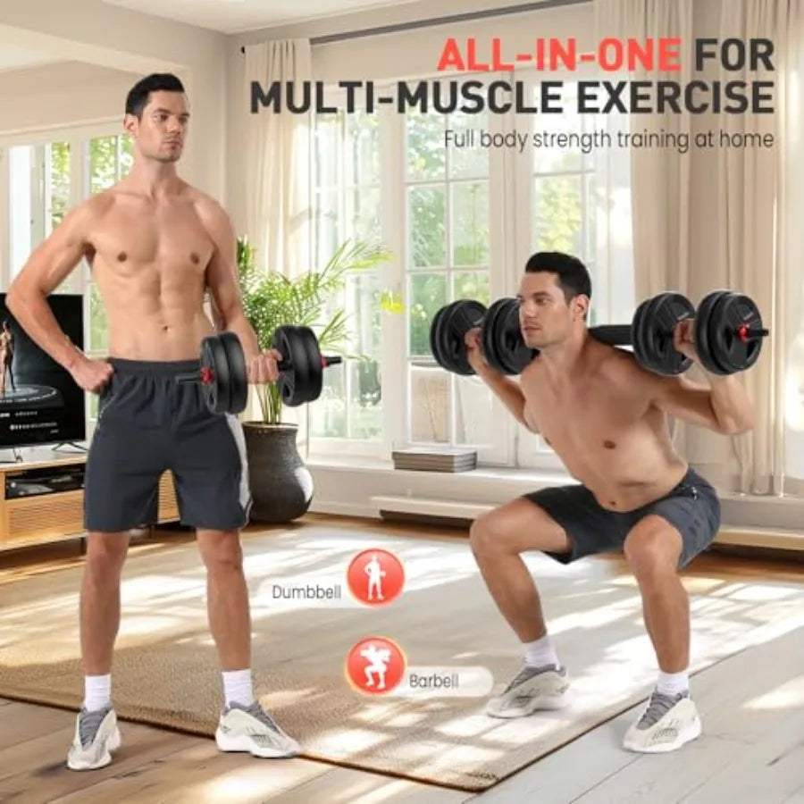 Adjustable Dumbbell Set 20lb(10lb pair) Free Weight Set with Connector 3-in-1 Design for Dumbbell Barbell and Weight Plate Tr