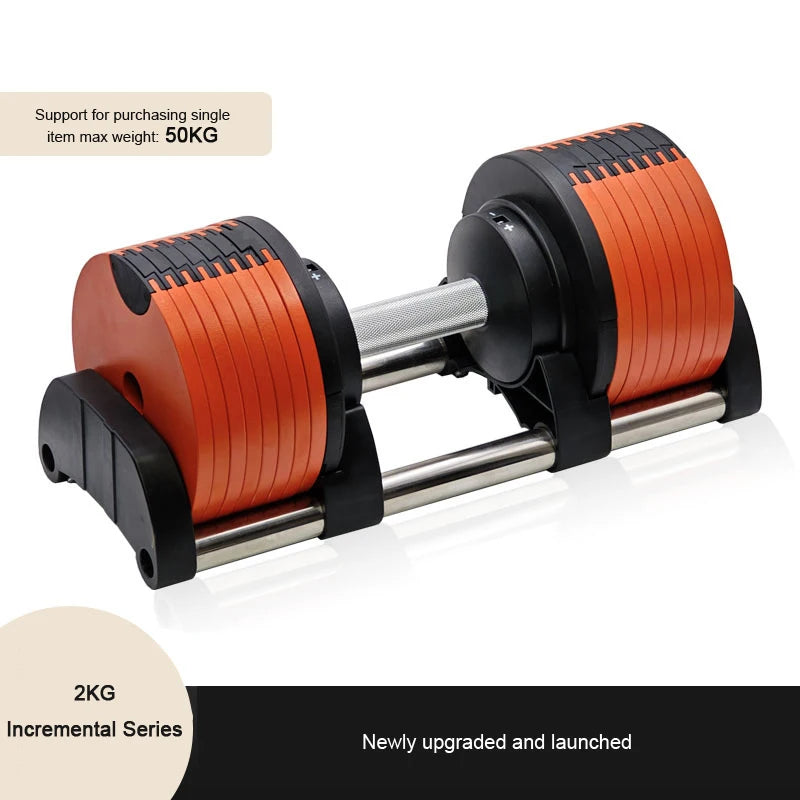 Newly designed 50KG adjustable dumbbell, 2KG incremental quick disassembly, men's heavy-duty dumbbell, adjustable dumbbells set