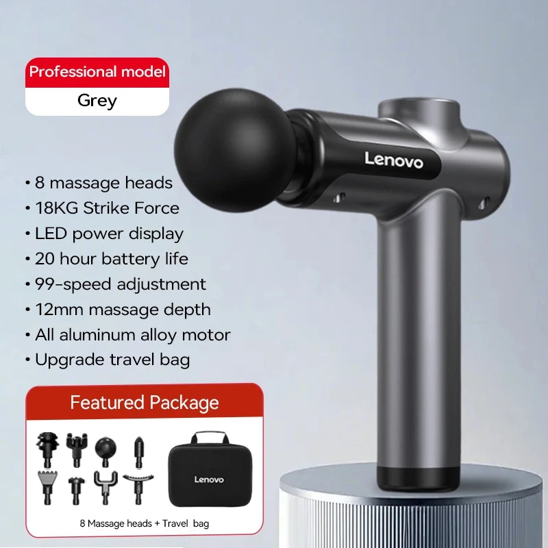 Lenovo Powerful Wireless Massager Gun 8 Massage HeadsRechargeable Shoulder Back Neck Waist Leg Electric Fascia Gun