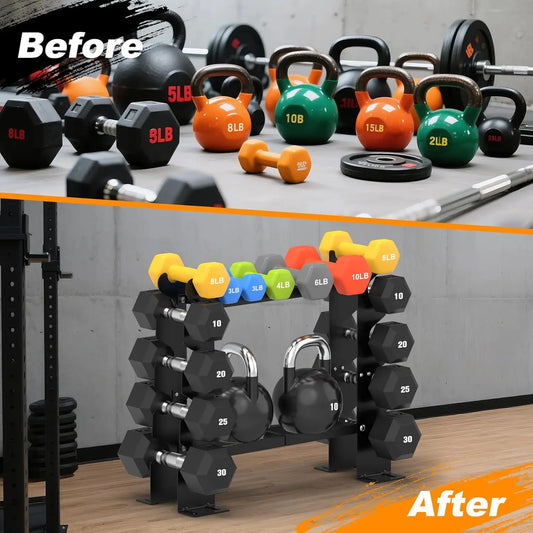 5-Tier Black Dumbbell Rack Stand for Home Gym, Heavy Duty Steel Holds 8-30LB Pairs, 450LBS Capacity Weight Storage Organizer