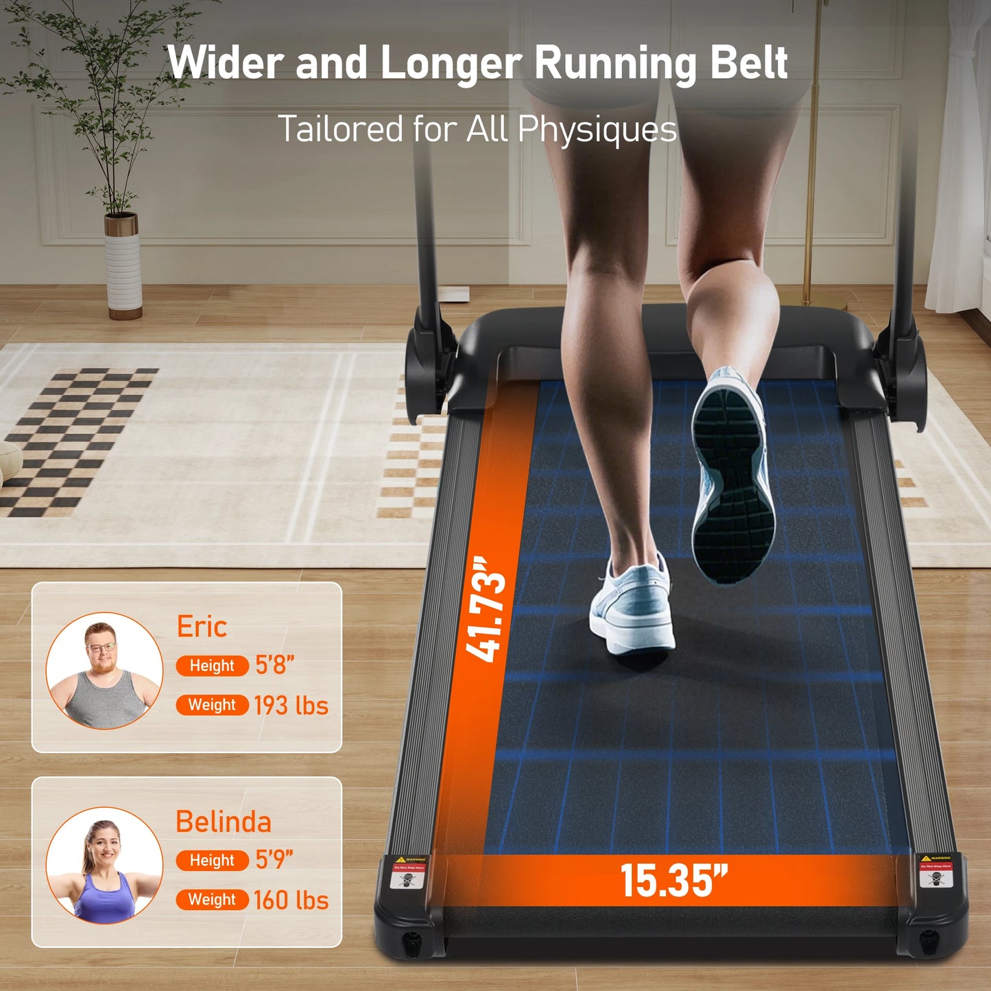 Treadmill with Incline for Home 10.0MPH 300 LBS Capacity Quiet Foldable Treadmills with Heart Rate Sensors Type C USB Bluetooth
