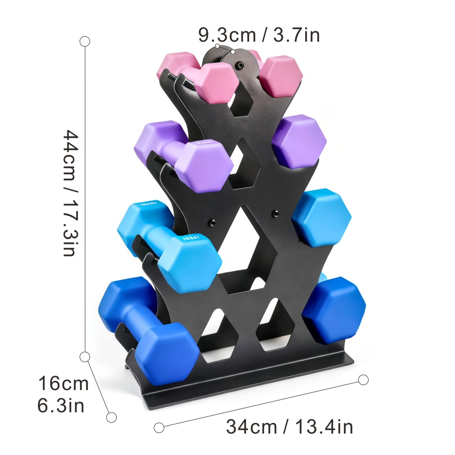 Compact 4-Tier Dumbbell Rack with Carry Handle - Space-Saving Free Weight Organizer for Bedroom, Living Room & Garage