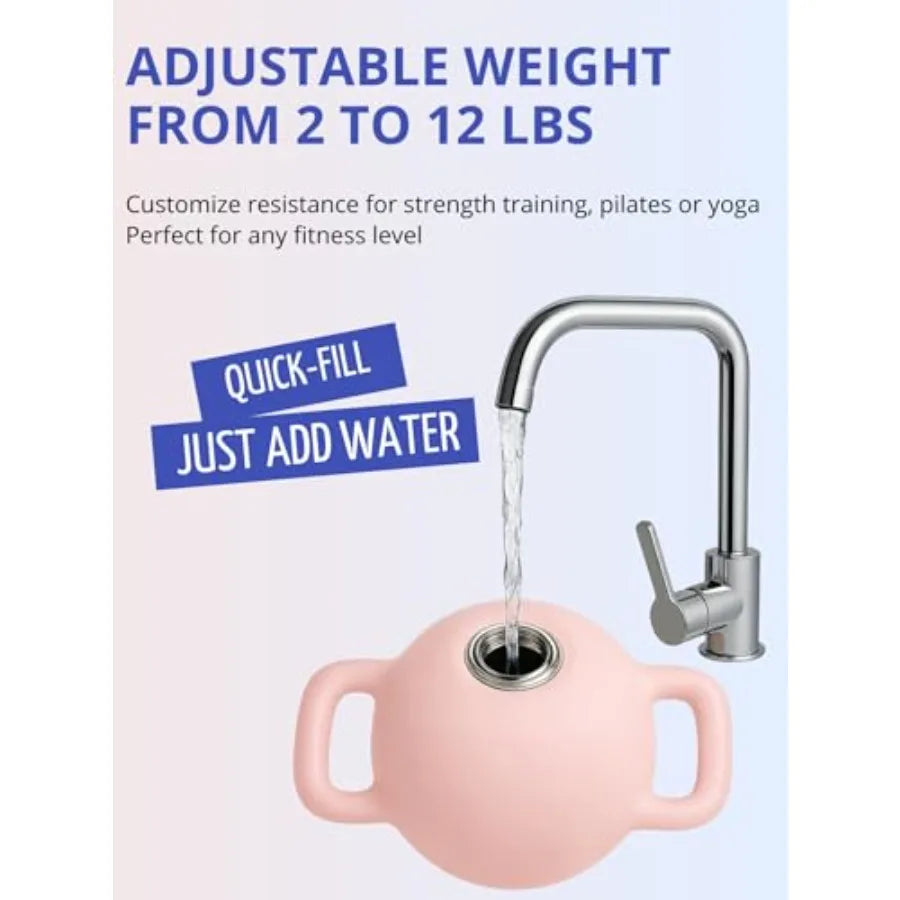 2-12 Lbs Soft Adjustable Kettlebell for Women - Water Filled Strength Training Kettlebells - Dual-Handle Design Water Weight Ba