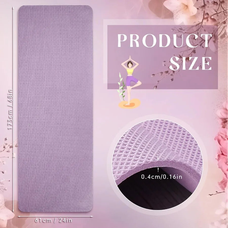 12 Pack Yoga Mat Bulk 4mm Thick Extra Long Sports Mat Anti Slip Tear Resistant Yoga Exercise Set for Fitness Stretching Home Wo