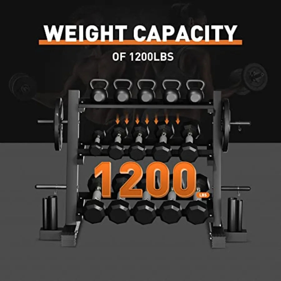 3 Tier Adjustable Width Dumbbell Rack Stand for Dumbbells and Weight Plates Storage Black