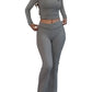 Women's Yoga Two-Piece Set Long-Sleeve Wide-Leg Activewear Set Casual Home Yoga Set Coordinated Set