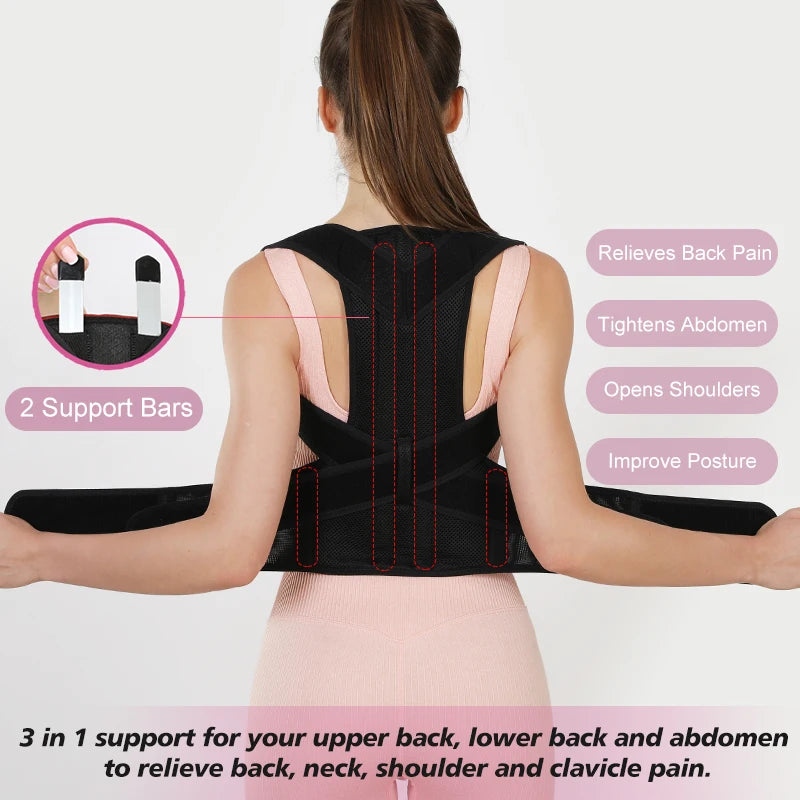 VBOSi Women Men Adjustable Sporty Back Brace Waist Support Posture Corrector