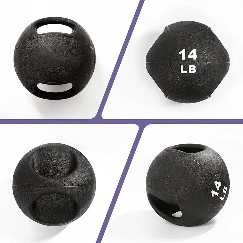 Dual Grip Medicine Balls 6lb 8lb 10lb 12lb Grip Weighted Ball for Exercise Fitness Gym Double Handle Medicine Ball
