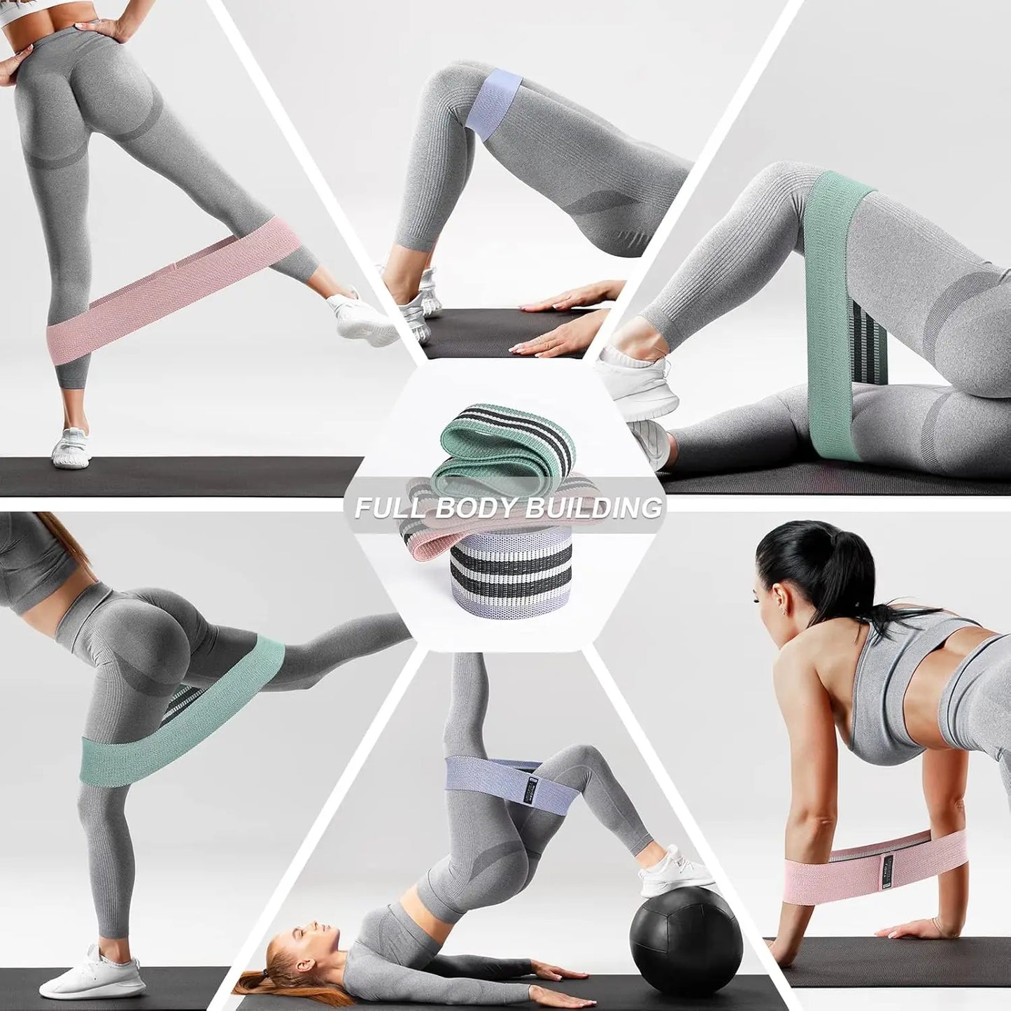Resistance Bands Set for Full Body Workout, Exercise Bands for Legs and Butt, Yoga Pilates Fitness Equipment