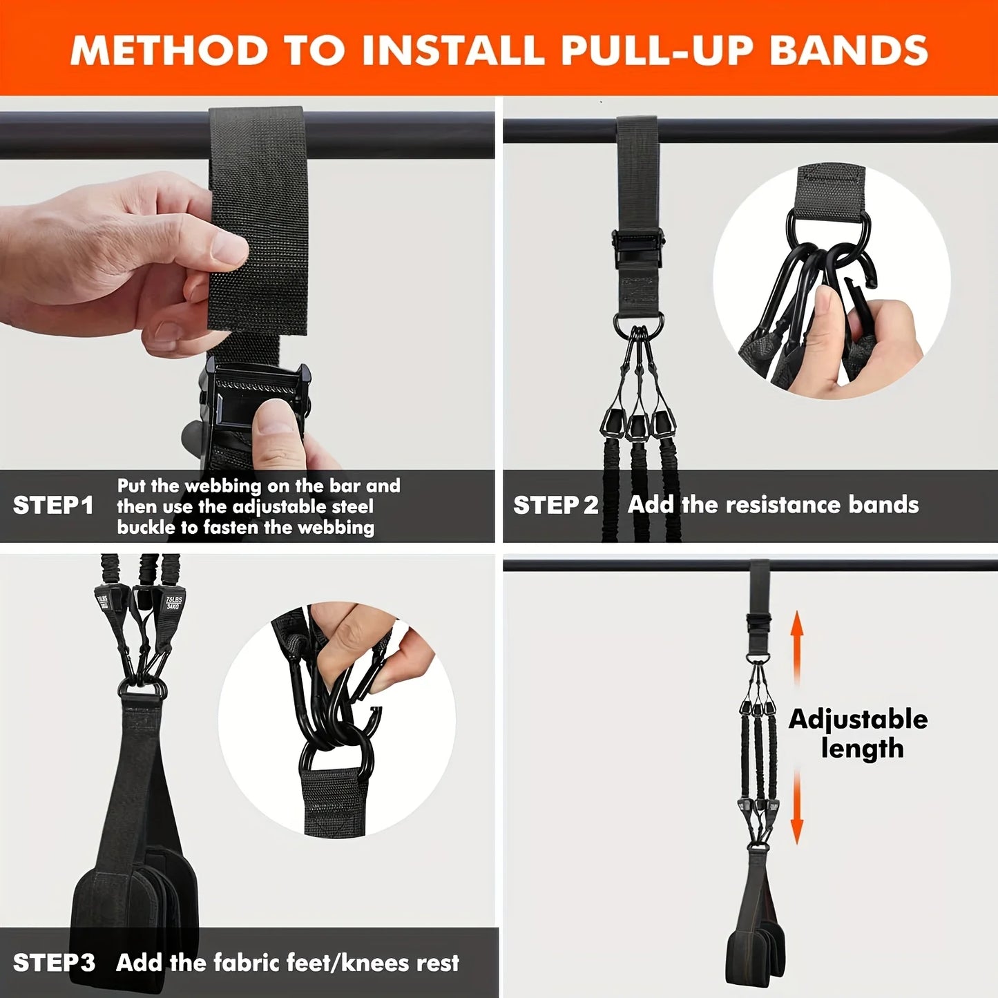 Pull Up Assistance Bands Set Heavy Duty Resistance Strap Pull-ups Assist for Men Women Hanging Training Upper Body Stretching
