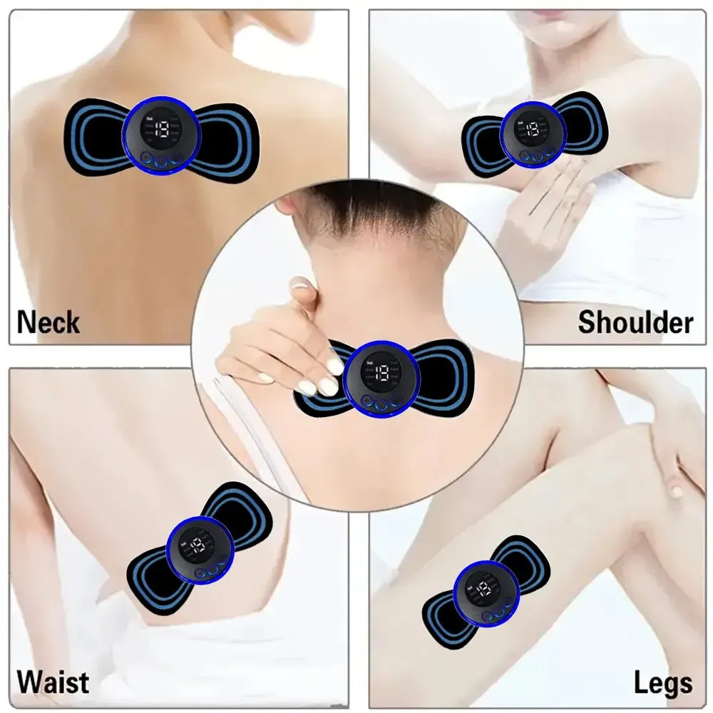 LCD Display EMS Neck Massage Electric Massager Cervical Neck Back Patch 8 Mode Pulse Muscle Stimulator Portable Relief Pain