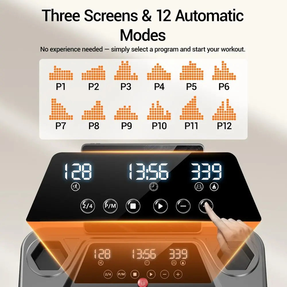 3-in-1 Foldable Treadmill with Incline, Portable Design, 3.0HP Quiet Motor, 12 Auto Programs, Three Speed Settings