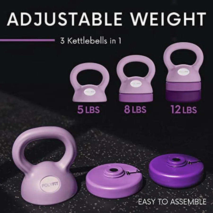 Adjustable Kettlebell 5 lb-12 lb Steel Kettlebells Set for Home Gym Fitness Training Women's Adjustable Weight Training Tool wi